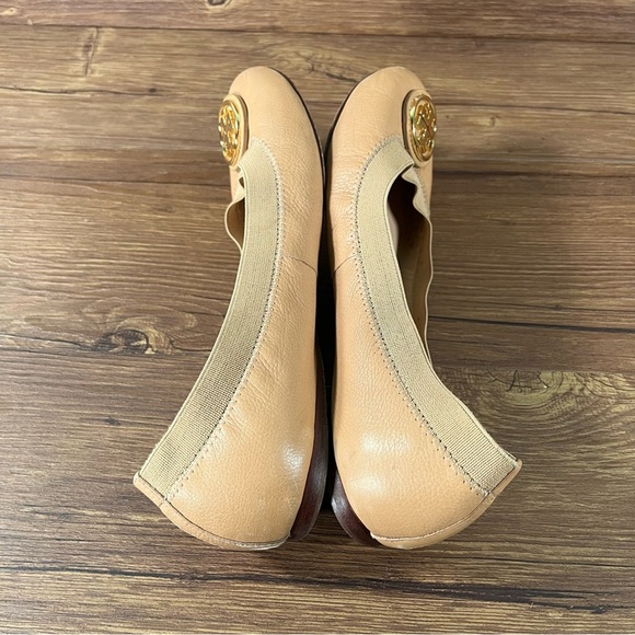 Tory Burch Caroline 2 Ballet Flats Tan Leather Slip-Ok Shoes Women’s Size 7 - Picture 9 of 9